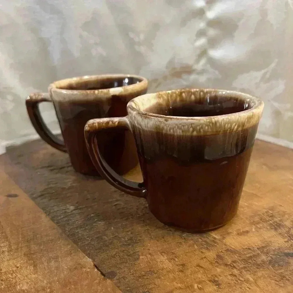 Vintage  McCoy USA Brown Drip Mug Set - Picture 2 of 6